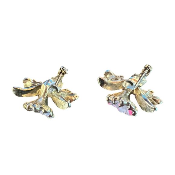 Pair of Vintage Thistle Flower Scottish Enamel Lapel Pin - Picture 5 of 7